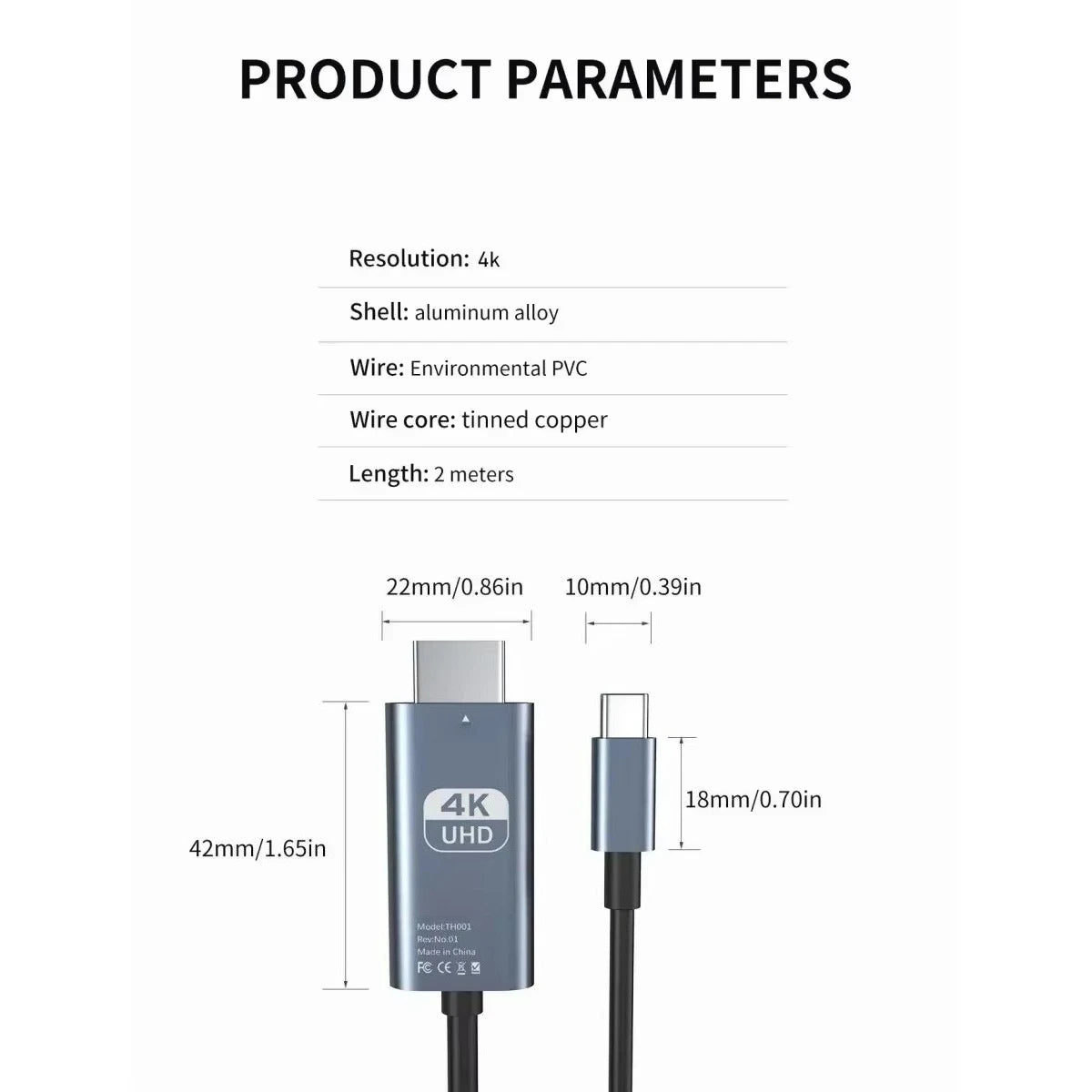 Cable USB-C a HDMI 4K